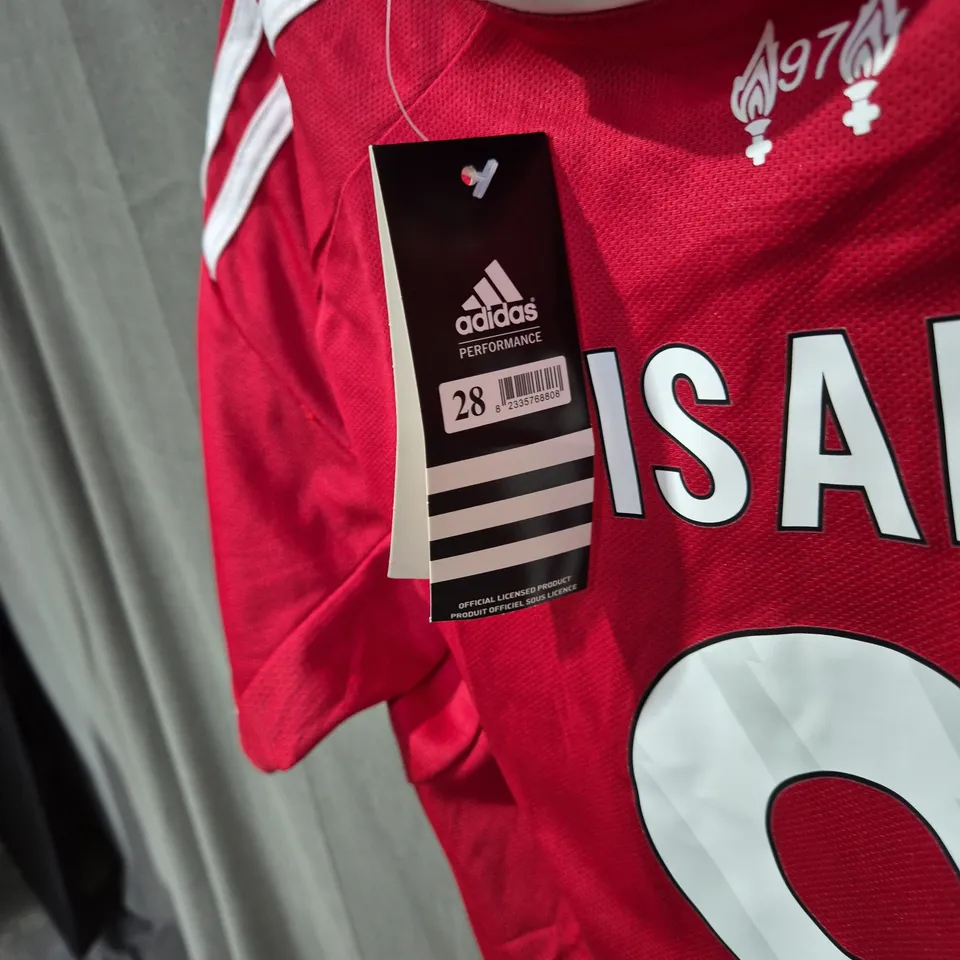 LIVERPOOL FC ADIDAS FOOTBALL JERSEY AND SHORTS  – ISAK 9 (LFC CREST, STANDARD CHARTERED)