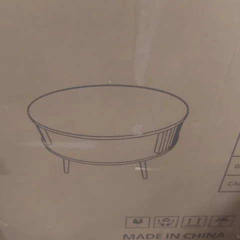 BOXED DINING TABLE - BEIGE/BLACK (1 BOX)