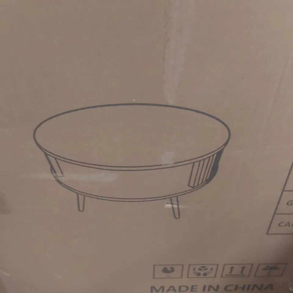 BOXED DINING TABLE - BEIGE/BLACK (1 BOX)