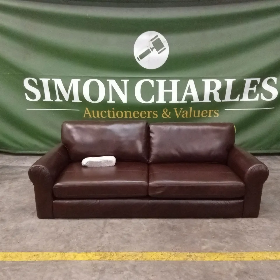 BAILEY 4 SEATER LEATHER SOFA - CHOCOLATE RRP £949