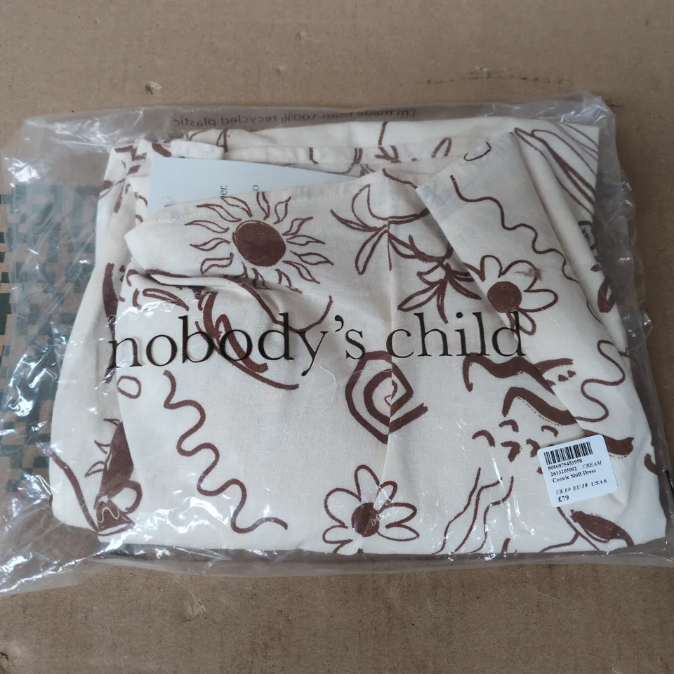 BAGGED NOBODYS CHILD CONNIE SHIFT DRESS IN CREAM - UK 10