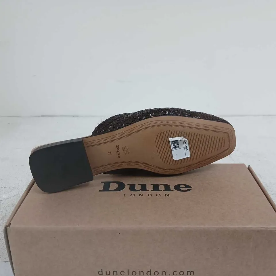 DUNE LONDON SIZE 39 BOXED MULE SANDAL BROWN