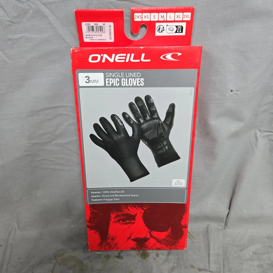 BOXED 0'NEILL SINGLE LINED EPIC GLOVES (MEDIUM)