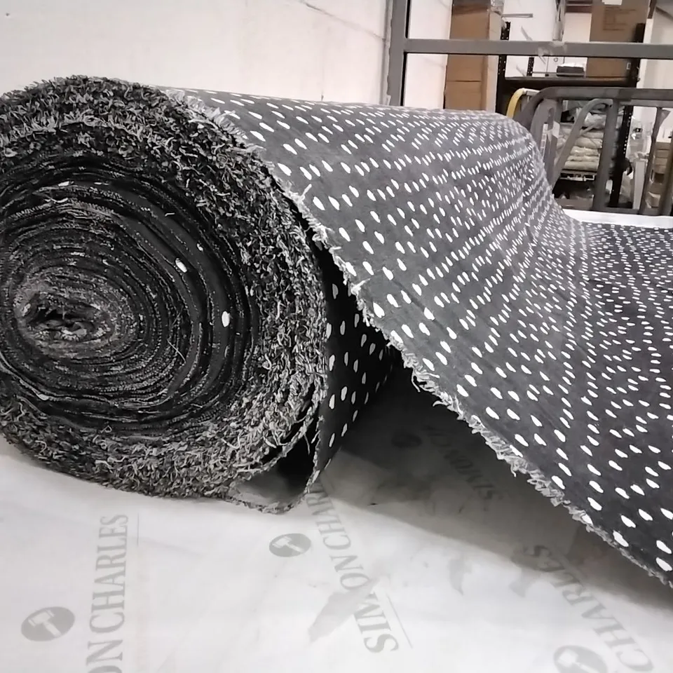 ROLL OF BLACK LINEN WITH HEART DETAIL APPROXIMATELY 150MX1.5M 