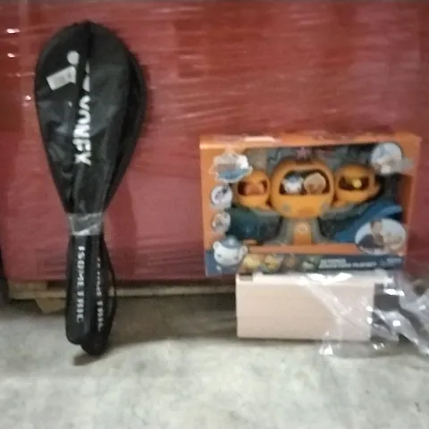 PALLET OF ASSORTED PRODUCTS AND HOUSEHOLD GOODS TO INCLUDE;TENNIS RACKETS,KIDS GAME,JEWELLERY COLLECTION BOX