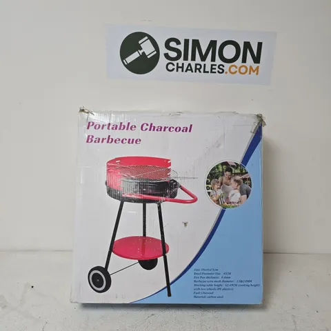 PORTABLE CHARCOAL BARBECUE ON WHEELED STAND – BOXED