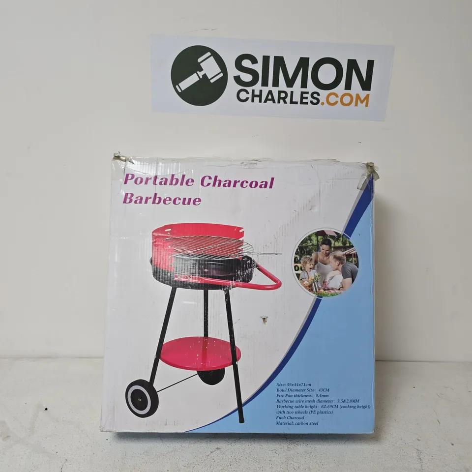 PORTABLE CHARCOAL BARBECUE ON WHEELED STAND – BOXED