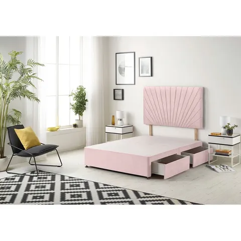 SEALCOVE ETHEREAL VELVET DIVAN BED BASE WITH HEADBOARD