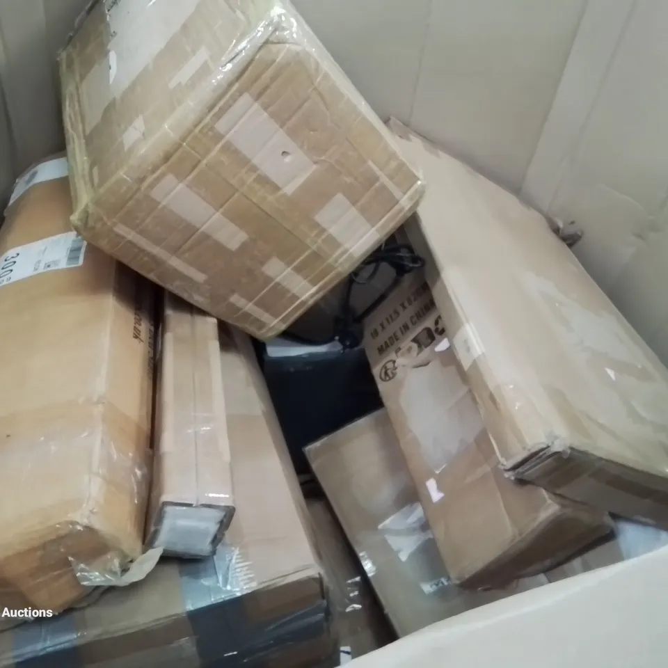 PALLET OF ASSORTED ITEMS INCLUDING STEAM CLEANER, AIR FRYER, POKER SET, KIDS TRICYCLE, RETRACTABLE SAFETY GATE 