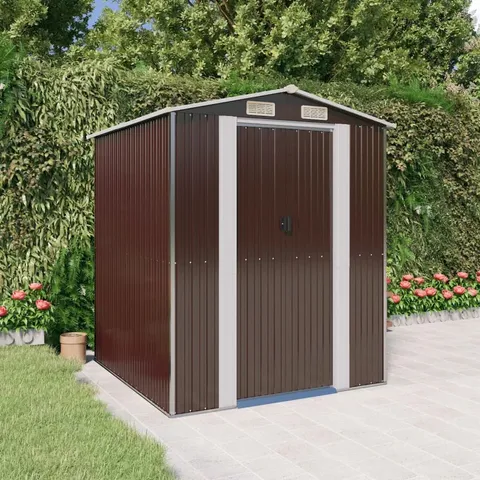 BOXED ANTANIYAH 6FT. W X 6FT. D APEX GARDEN SHED - BROWN (3 BOXES)