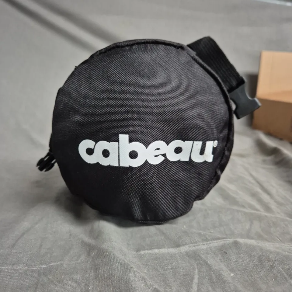 CABEAU TRAVEL NECK PILLOW – BLUE, WITH BLACK ROUND CARRY CASE
