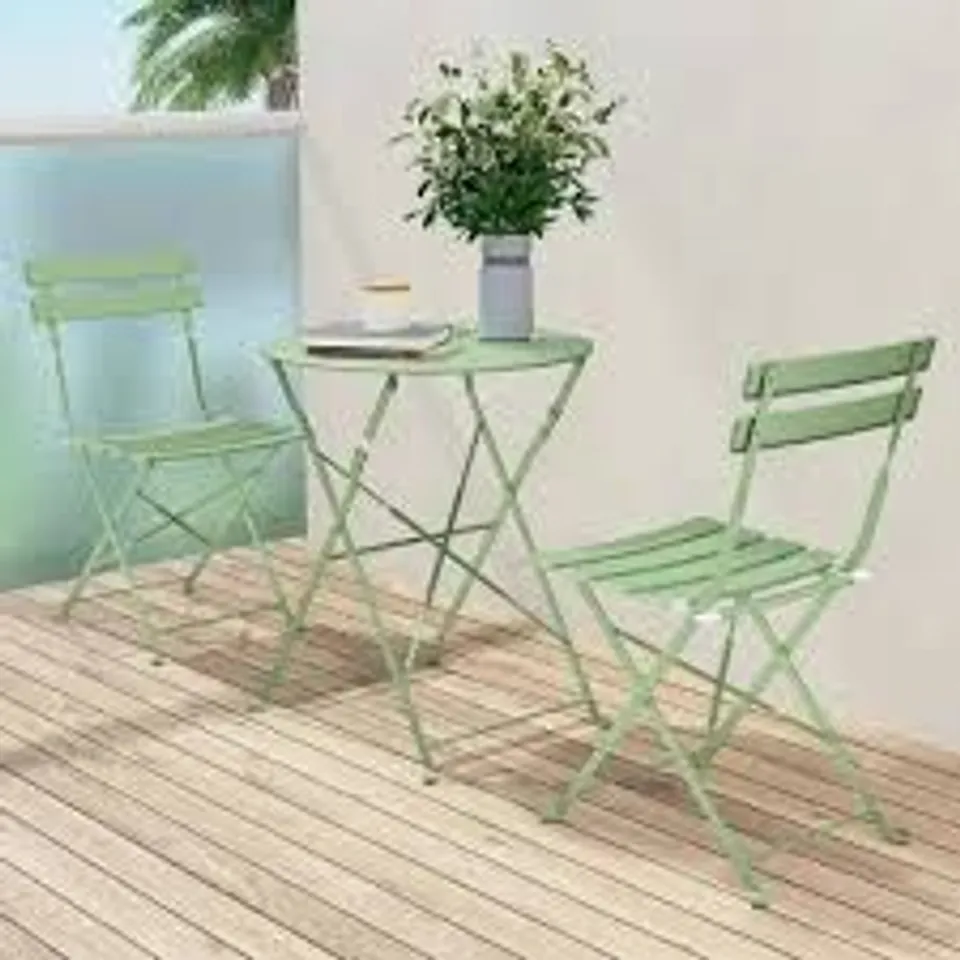 BOXED GRANDPATIO GENOVA STEEL BISTRO SET - SAGE GREEN (1 BOX)