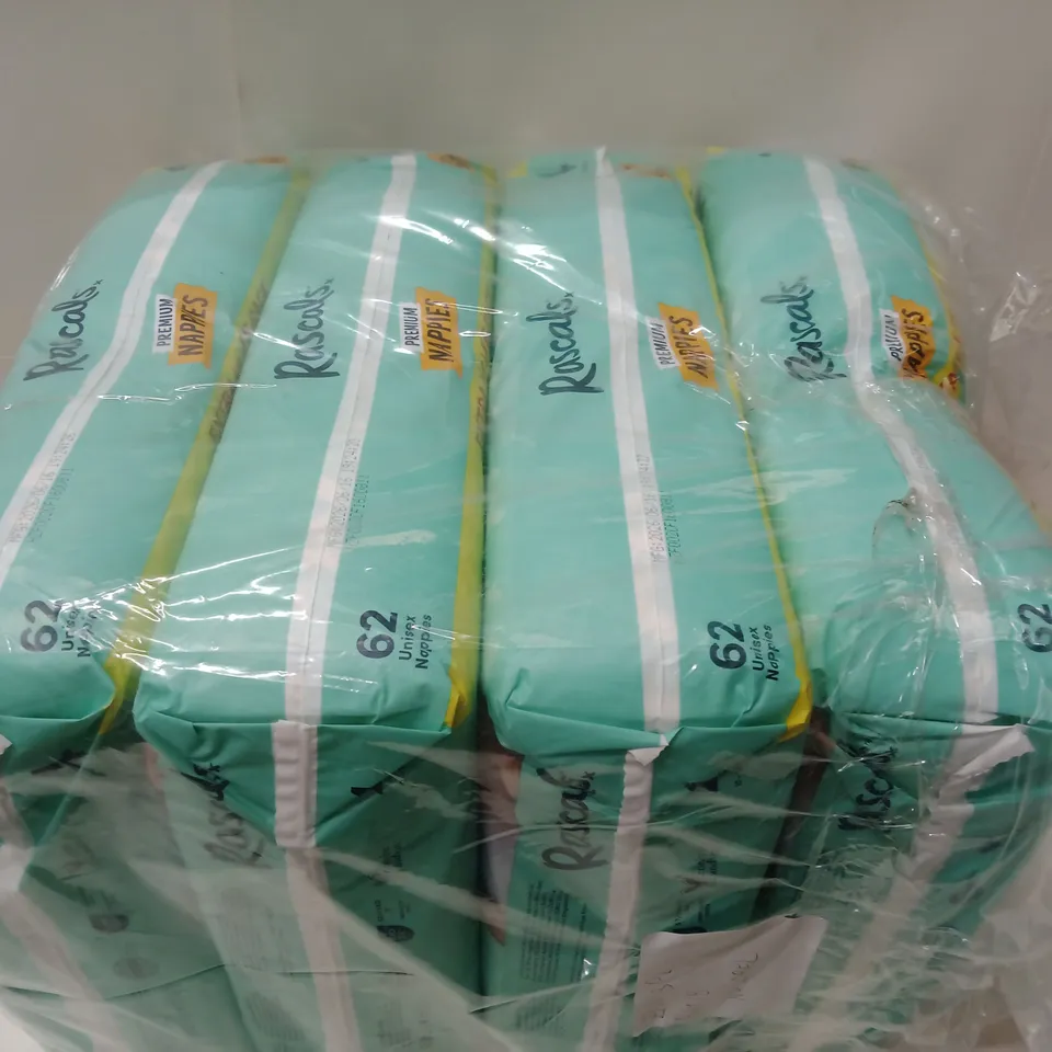 RASCAL'S PREMIUM NAPPIES SIZE 4 – 62 NAPPIES PER PACK (4-PACK)