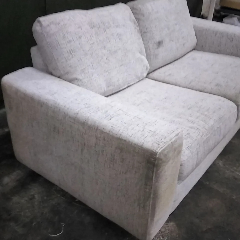 DESIGNER GREY PATTERNED FABRIC TWO SEATER SOFA
