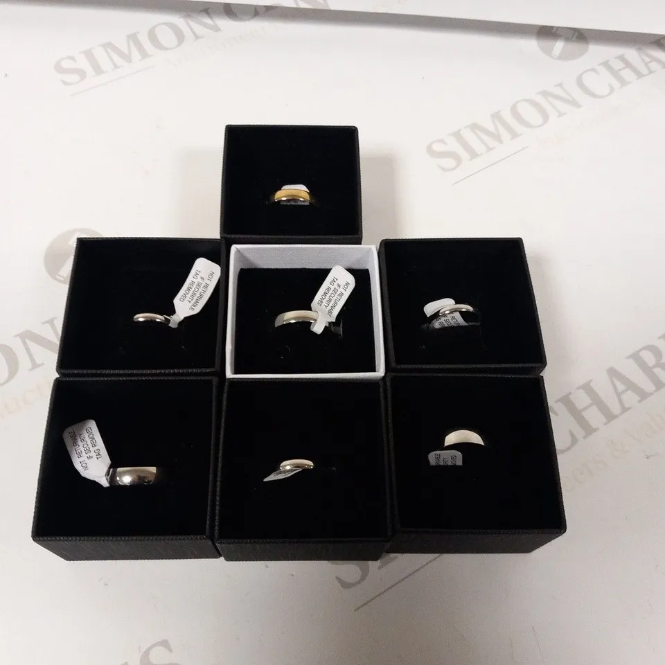 7 ASSORTED 9CT GOLD/WHITE GOLD PERSONALISED WEDDING BANDS RRP £1000