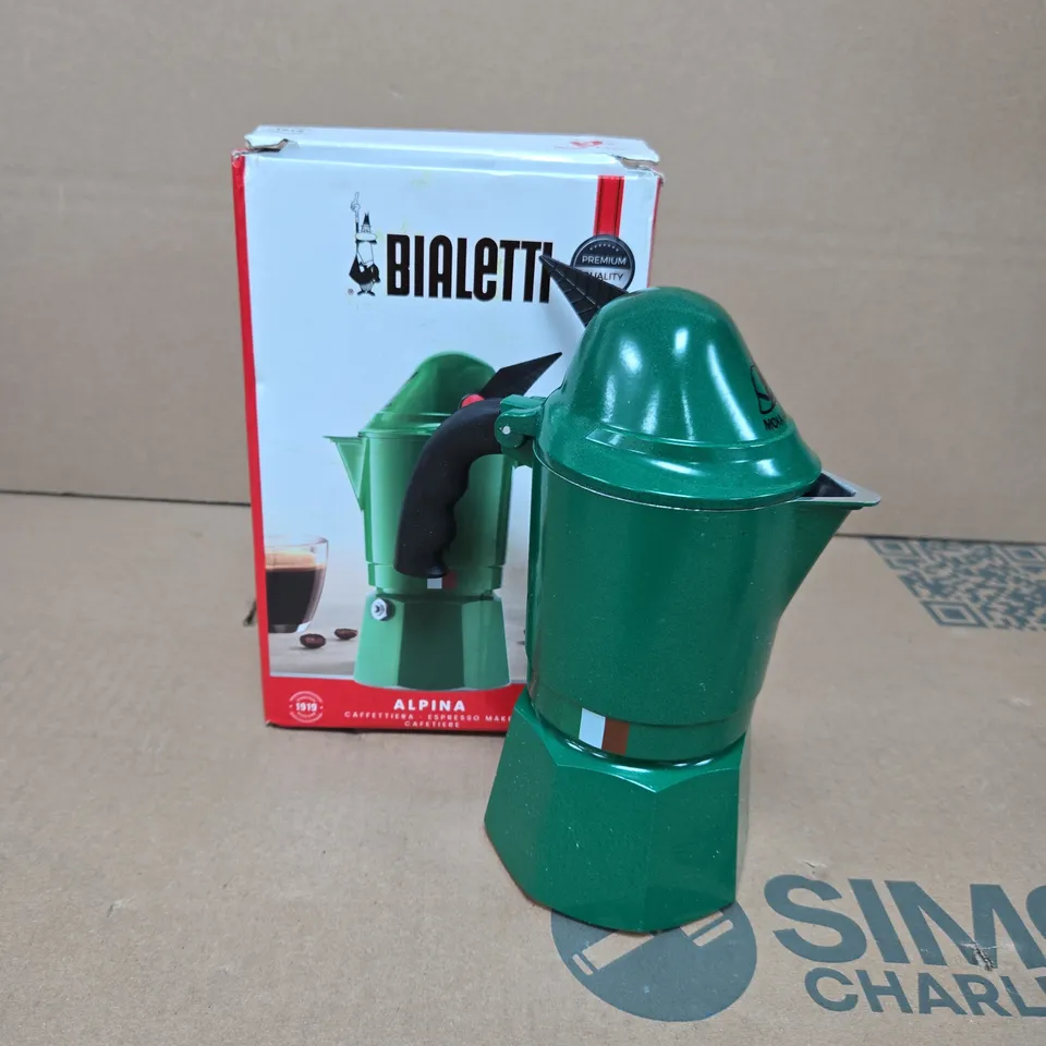 BIALETTI ALPINA GREEN STOVETOP MOKA COFFEE MAKER