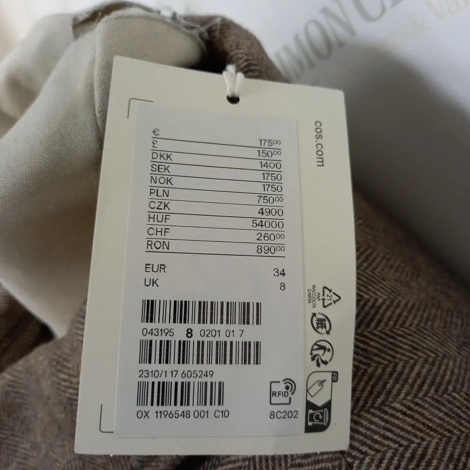 COS CROPPED ZIPPED JACKET SIZE 8