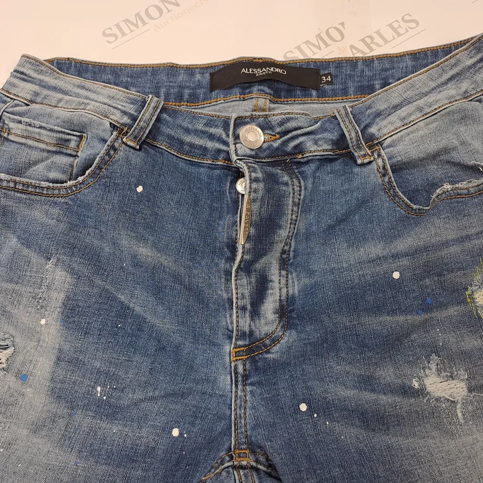 ALESSANDRO ZAVETTI DISTRESSED BLUE JEANS - 34