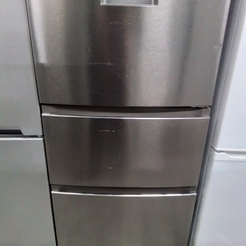 HAIER HTR3619FWMP 345 LITRE 70/30 FREESTANDING FRIDGE FREEZER WITH MYZONE DRAWER - STAINLESS STEEL