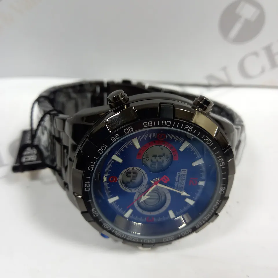 BOXED BARKERS OF KENSINGTON MEGA SPORT BLUE DIAL WATCH 