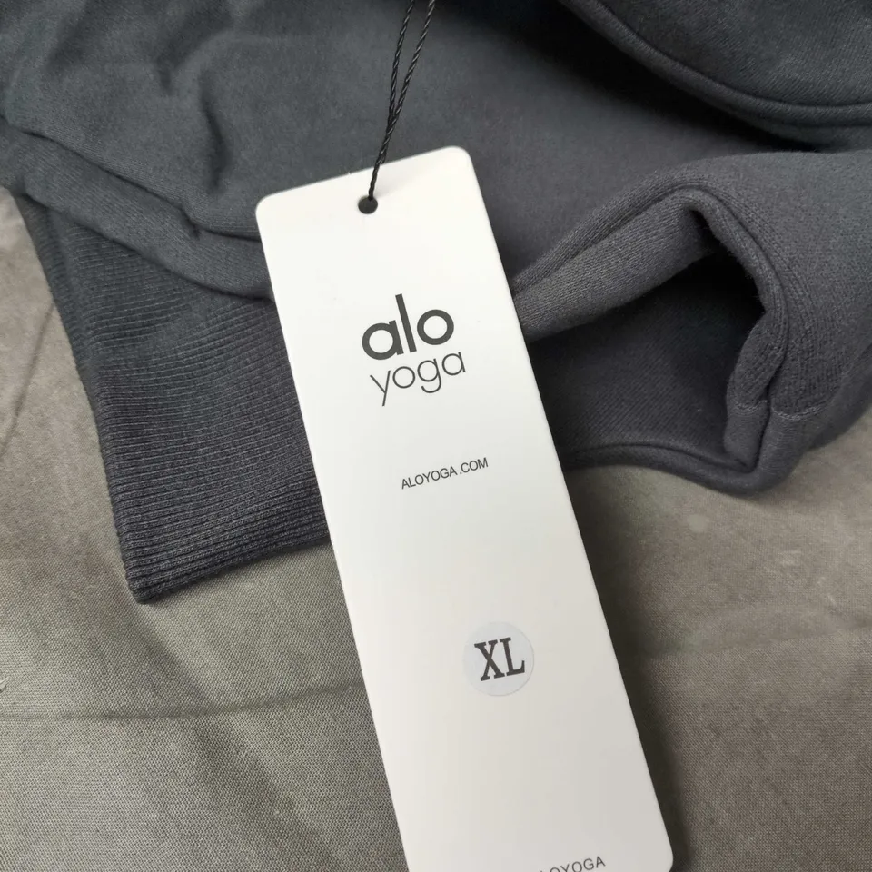 ALO YOGA CEOPPED ZIP UP HOODIE – DARK GREY – XL