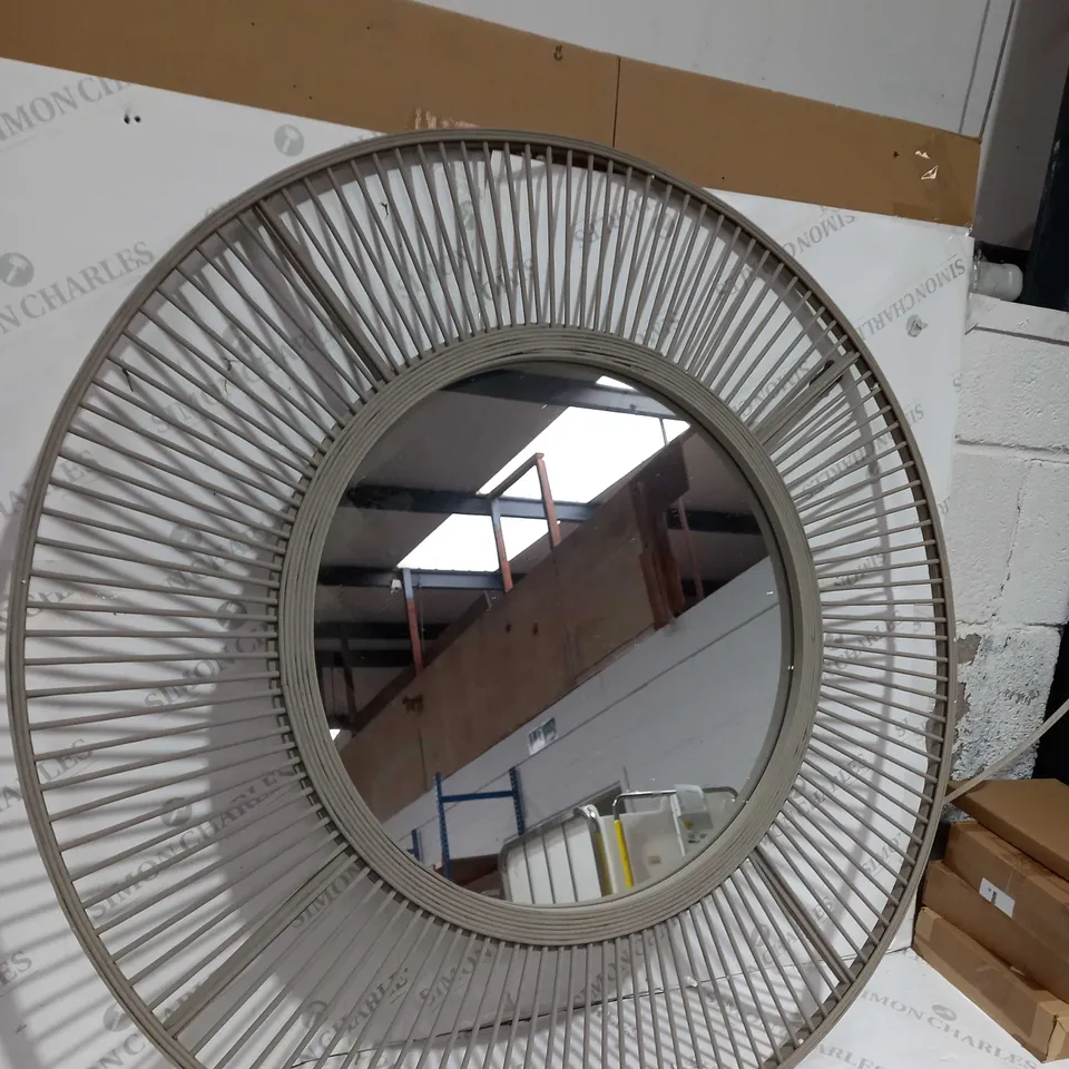 K BY KELLY HOPPEN BAMBOO TAUPE CIRCULAR MIRROR - COLLECTION ONLY