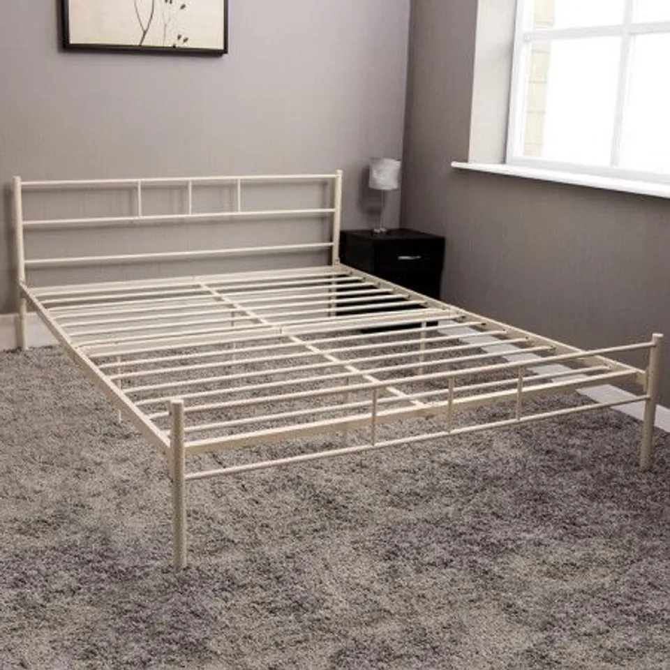 BOXED DORSET DOUBLE SIZED BED FRAME - CREAM (1 BOX)