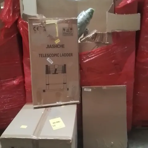 PALLET OF ASSORTED HOUSEHOLD GOODS AND PRODUCTS TO INCLUDE;AUTOMATIC CAT LITTER BOX,LADDER,PICTURE FRAMES