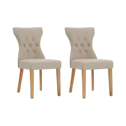 BOXED WIMBLEDON TUFFED LINEN UPHOLSTERED DINING CHAIR - SET OF 2, OAK LEGS/BEIGE FABRIC (1 BOX)