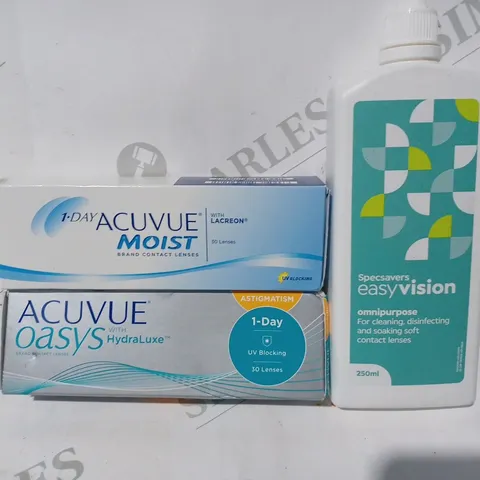 APPROXIMATELY 20 ASSORTED HOUSEHOLD ITEMS TO INCLUDE EASYVISION OMNIPURPOSE CLEANER, ACUVUE OASYS CONTACT LENSES, ETC