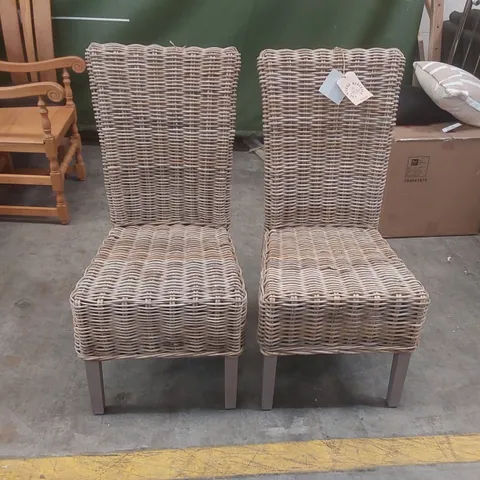 PAIR OF WICKER MERCHANT DINING CHAIRS