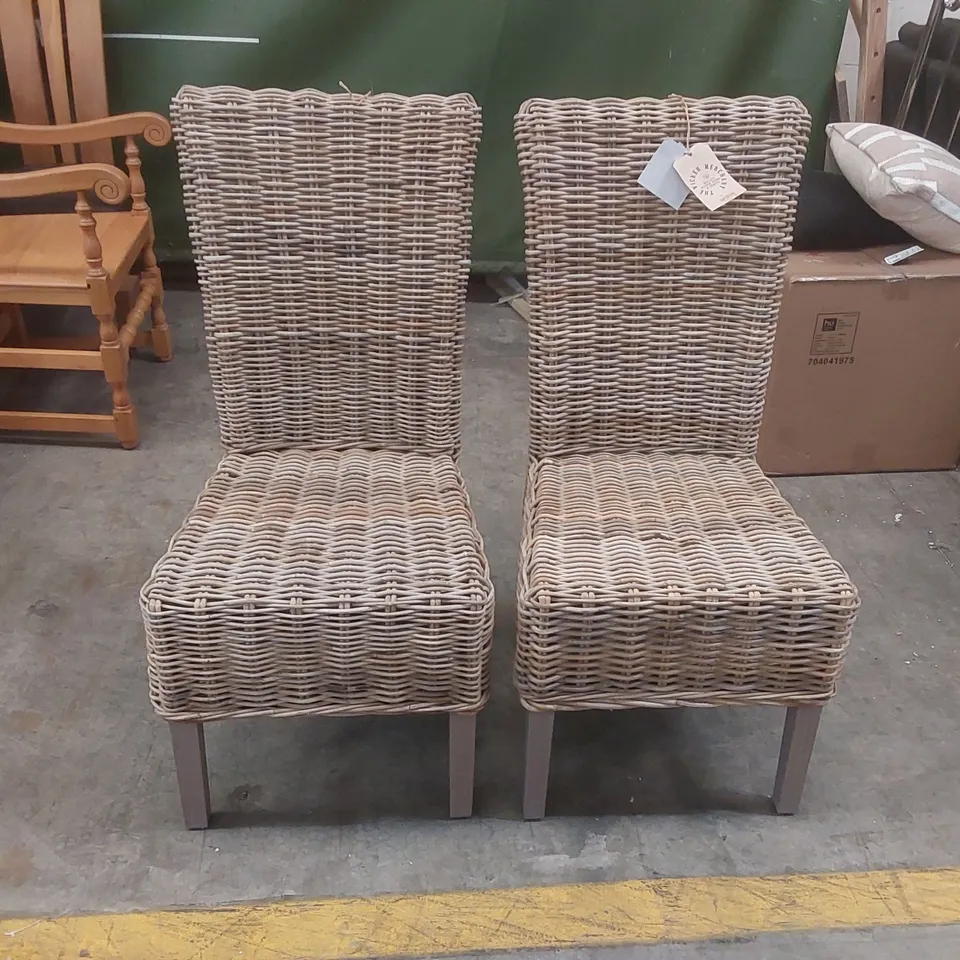PAIR OF WICKER MERCHANT DINING CHAIRS