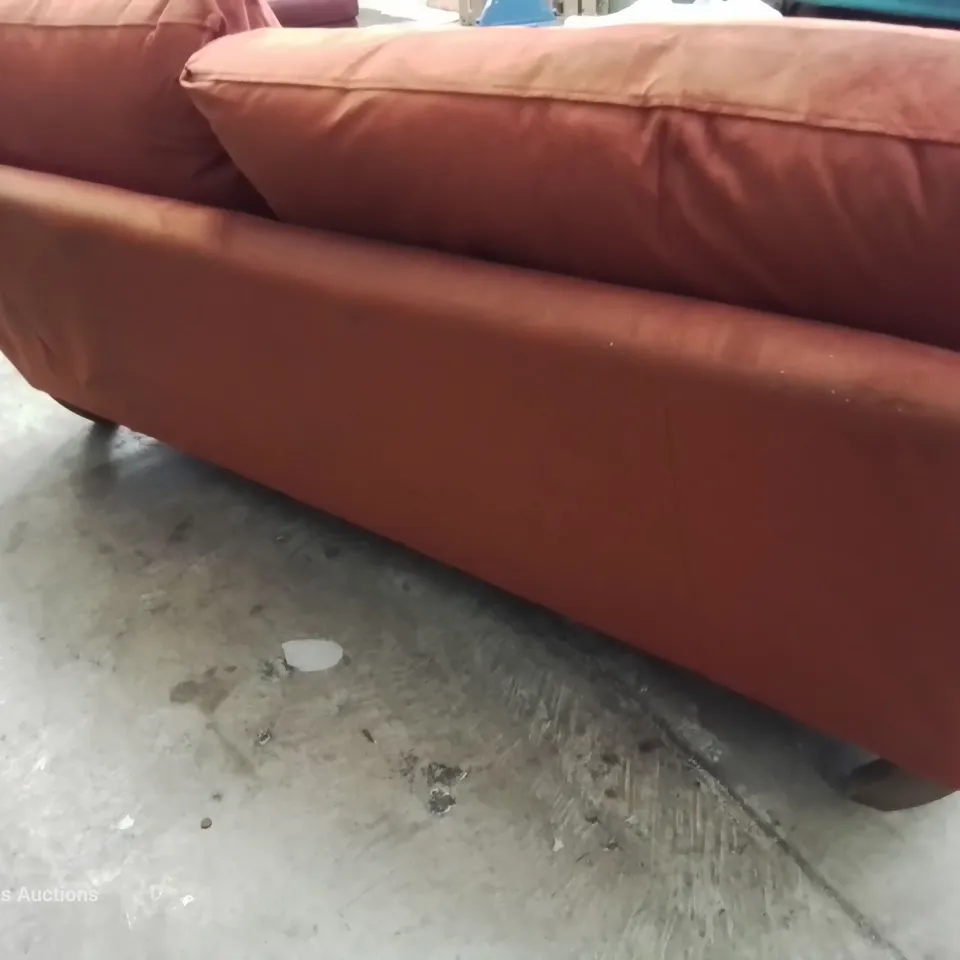 QUALITY BRITISH DESIGNER LOUNGE Co. THREE SEATER SOFA PLUSH BURNT ORANGE FABRIC