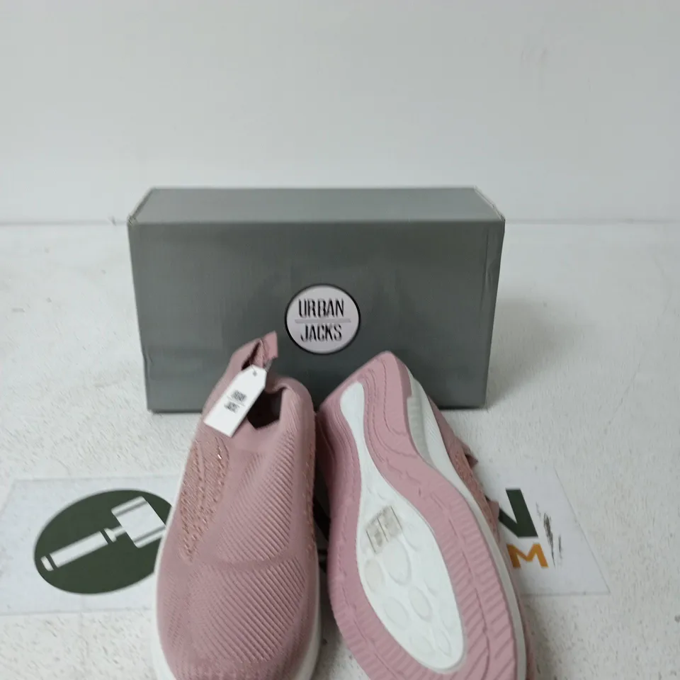 BOXED URBAN JACKS NEGRONI PINK SLIP-ON TRAINERS, WOMEN'S UK 8