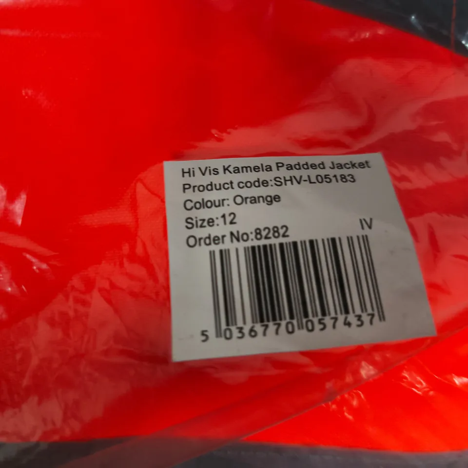 KAMELA HI-VIS PADDED JACKET – LADIES WORKWEAR, ORANGE, UK SIZE 12