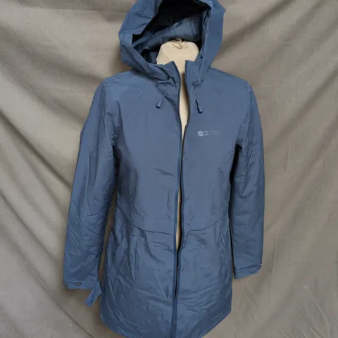 MOUNTAIN WAREHOUSE WATERPROOF HOODED JACKET – UK 6 (EU 34, US 2) BLUE