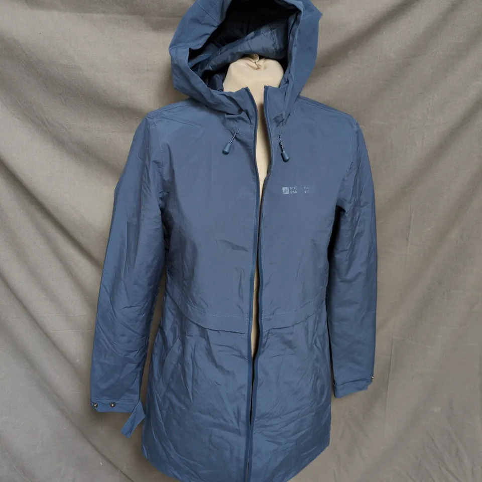 MOUNTAIN WAREHOUSE WATERPROOF HOODED JACKET – UK 6 (EU 34, US 2) BLUE