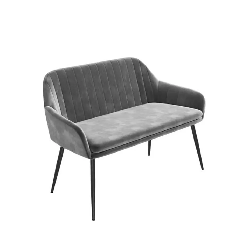 BOXED DESIGNER LOGAN GREY VELVET HIGH BACK DINING BENCH 
