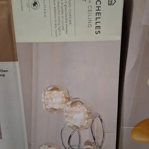 BOXED DUNELM GLASS & CHROME FLUSH CEILING LIGHT