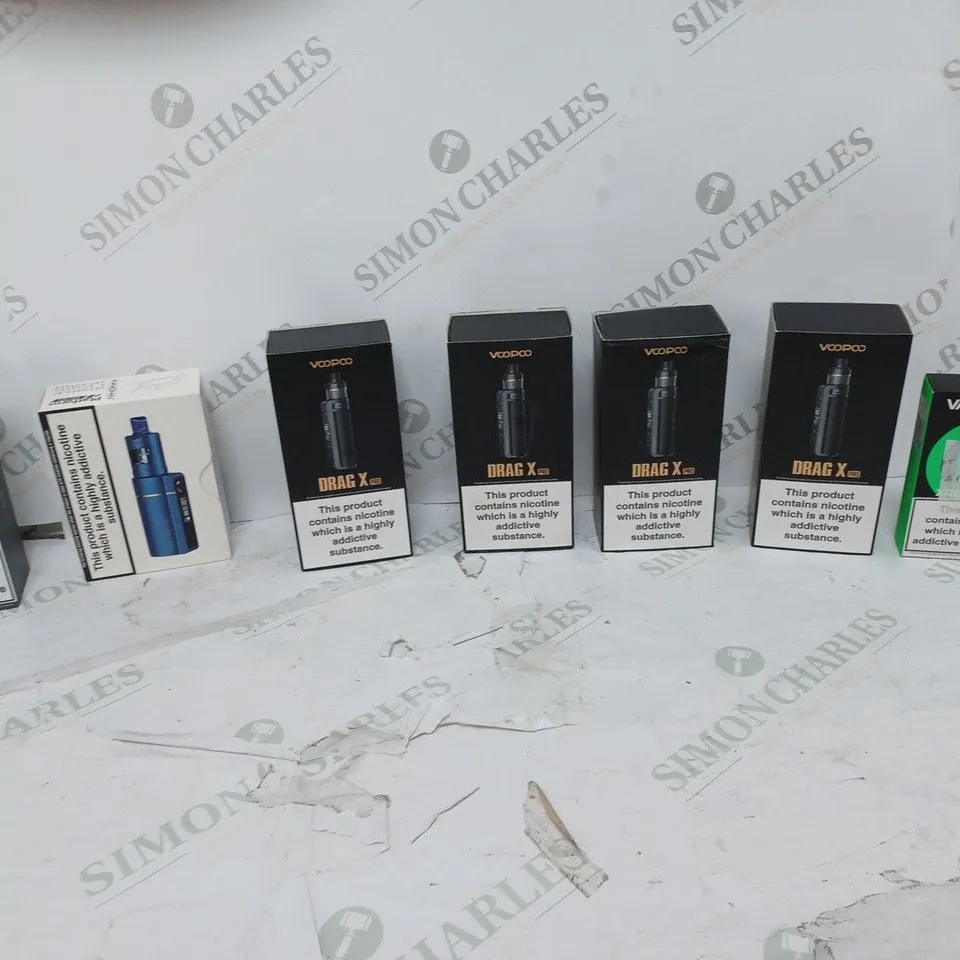 LOT OF APPROXIMATELY 10 BOXED E-CIGARETTES TO INCLUDE VOOPOO DRAG X, VOOPOO GTX ONE, AND VOOPOO ARGUS Z ETC.