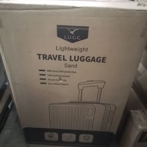 BOXED LIGHTWEIGHT TRAVEL LUGGAGE SUITCASE IN SAND COLOUR