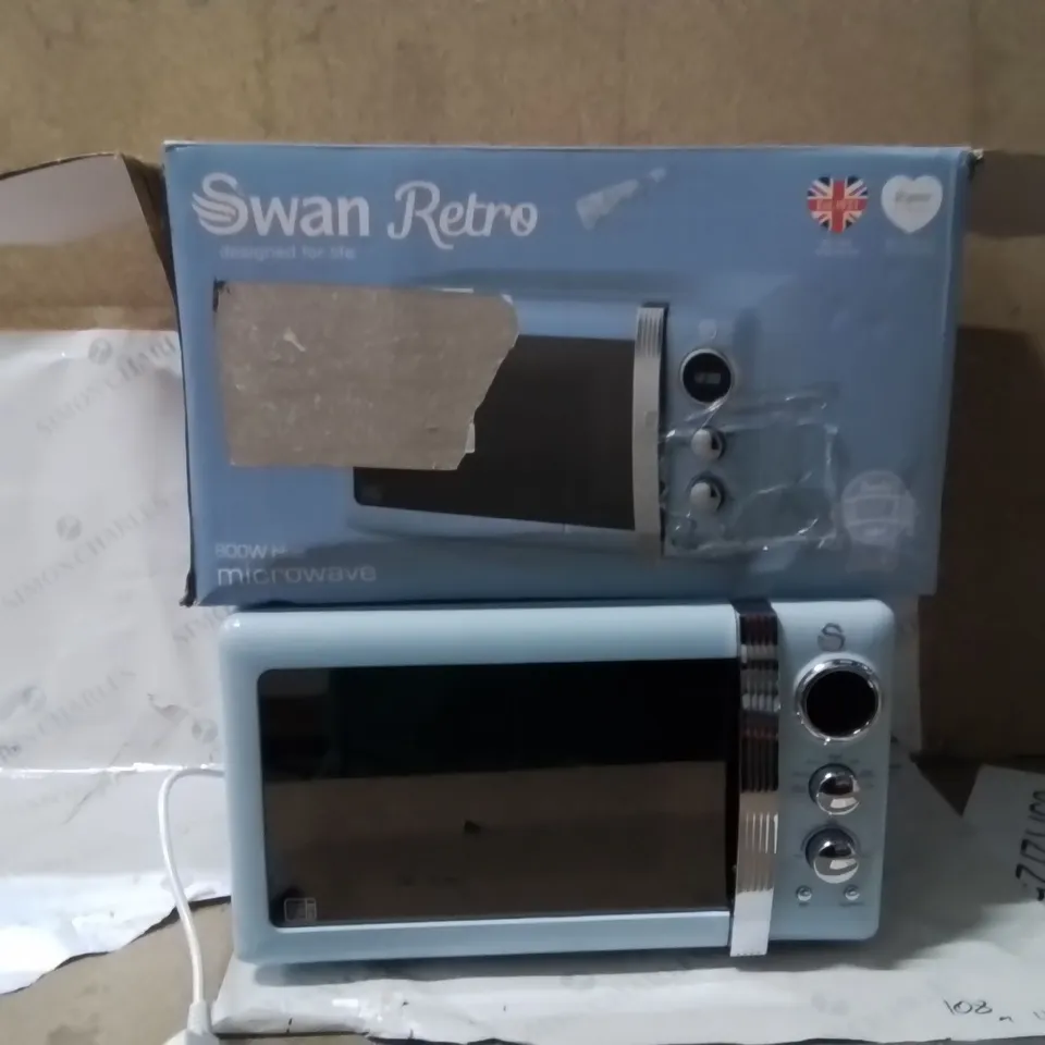 BOXED SWAN RETRO BLUE MICROWAVE