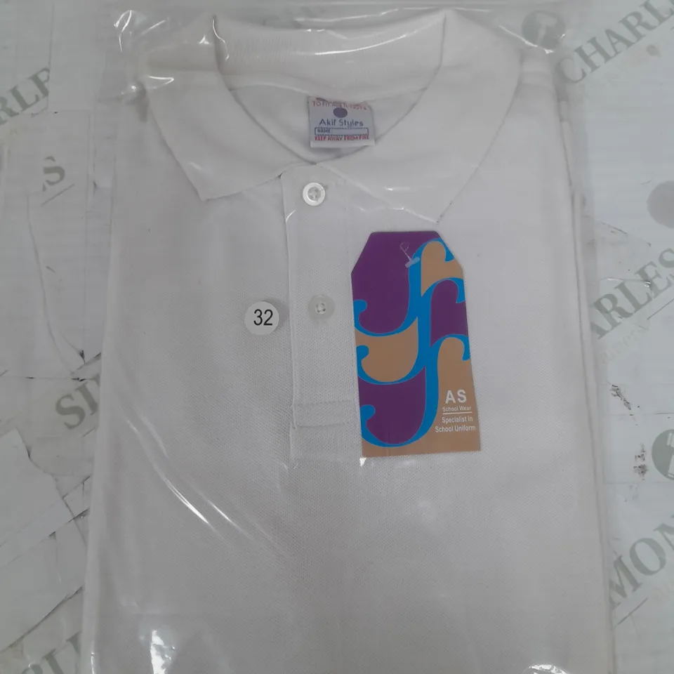 SET OF APPROX 15 AKIF STYLES SCHOOL WEAR BOYS POLO SHIRTS IN VARIOUS SIZES 