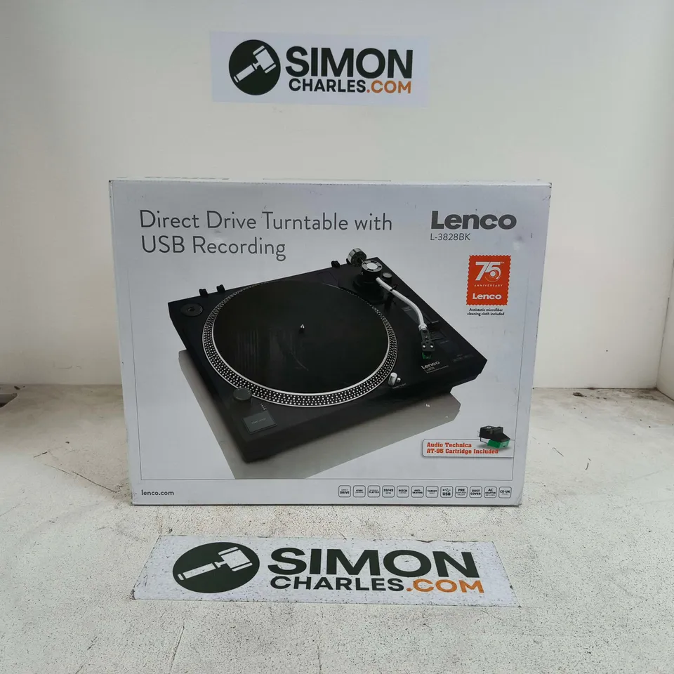 BOXED LENCO DIRECT DRIVE TURNTABLE WITH USB RECORDING - L-3828BK