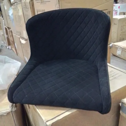 BOXED 2 BLACK FABRIC UPHOLSTERED SOFT VELVET CHAIRS (1 BOX )