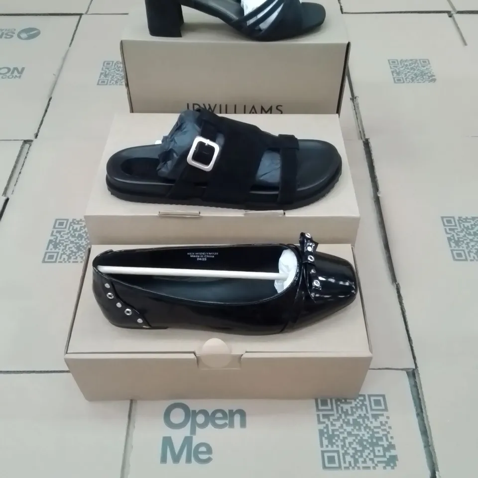 PALLET OF BRAND NEW WOMENS QUALITY DESIGNER SHOES APPROXIMATELY 90 TO INCLUDE; SANDALS, HEELS, DOLLY SHOES ETC