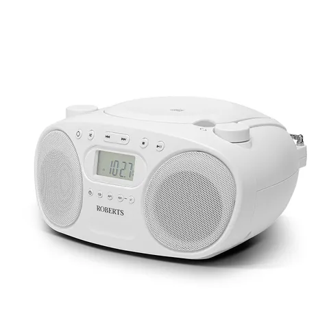 ROBERTS ZOOMBOX FM/AM RADIO WITH CD PLAYER WHITE