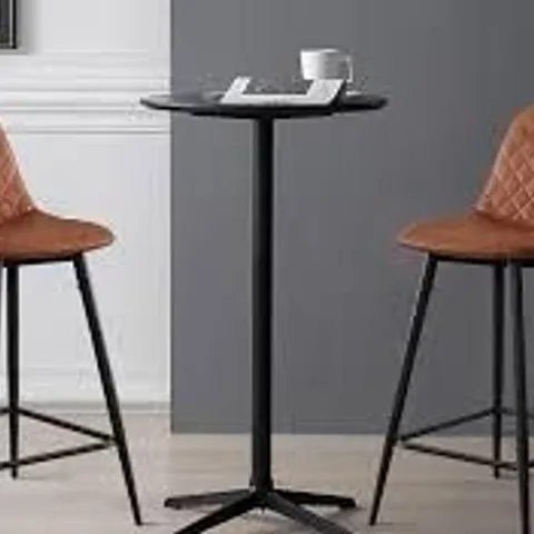 BOXED PAIR OF OFCASA PU LEATHER PAIR OF BAR STOOLS - BROWN