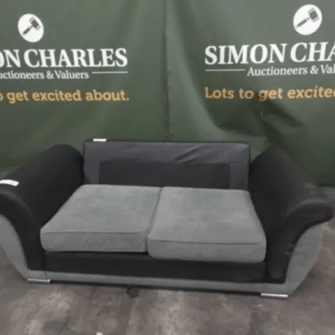 DESIGNER GREY AND BLACK FABRIC TWO SEATER SOFA