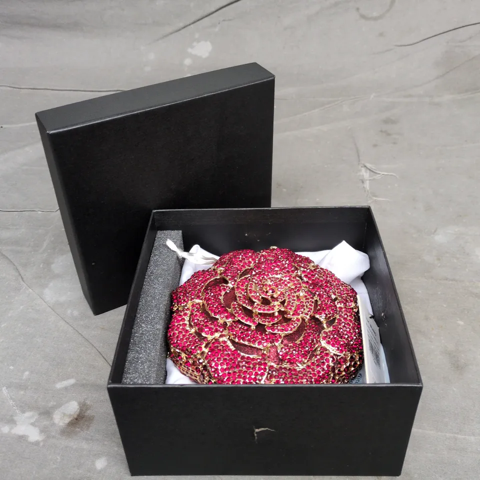 DUNE LONDON BURGUNDY CRYSTAL FLOWER BROOCH